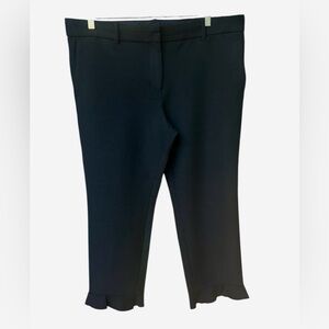 Ann Taylor Black Cropped Flare Pants Ruffle Hem Size 14 Work Office Chic